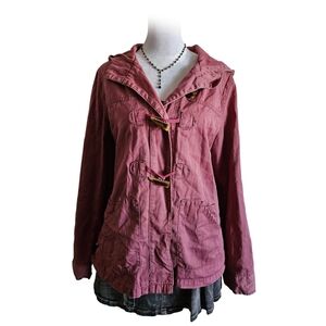 Mossimo Dusty Pink Hooded Jacket with Buttons small flaws, no holes Womens Large